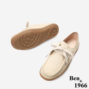 Ben&1966 高級磨砂牛皮慵懶兩穿舒適厚底綁帶包鞋-杏色(248153)