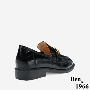 Ben&1966 高級質感牛油皮個性復古樂福鞋-黑(248091)