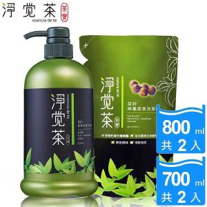 淨覺茶 茶籽碗盤蔬果洗潔液800ml*2+補充包700ml*2