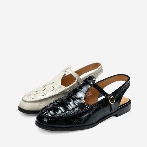 Ben&1966 高級質感牛油皮編織後空樂福鞋-米白(248132)