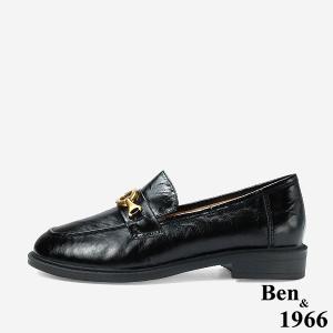 Ben&1966 高級質感牛油皮個性復古樂福鞋-黑(248091)