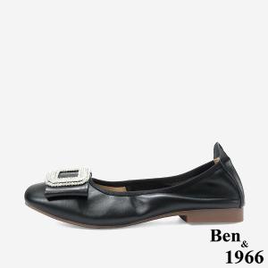 Ben&1966 高級頭層牛皮高雅方鑽包鞋-黑(248191)