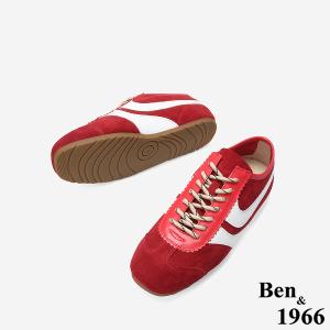 Ben&1966 高級頭層牛皮舒適百搭復古德訓鞋-紅(248142)