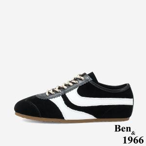Ben&1966 高級頭層牛皮舒適百搭復古德訓鞋-黑(248141)