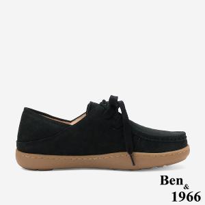 Ben&1966 高級磨砂牛皮慵懶兩穿舒適厚底綁帶包鞋-黑(248151)