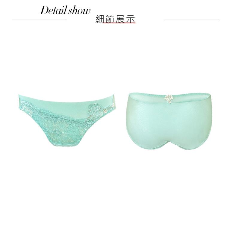 【思薇爾】花菱魅影系列M-XL蕾絲刺繡低腰三角女內褲(仙湖綠)