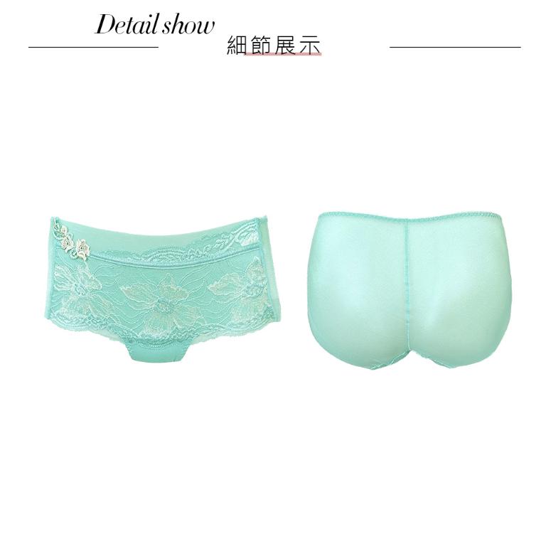 【思薇爾】花菱魅影系列M-XL蕾絲刺繡中低腰平口女內褲(仙湖綠)