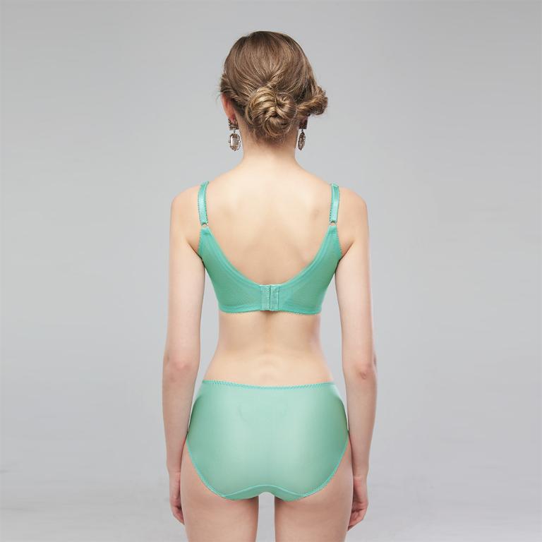 【思薇爾】花菱魅影系列M-XXL蕾絲刺繡中腰三角女內褲(仙湖綠)