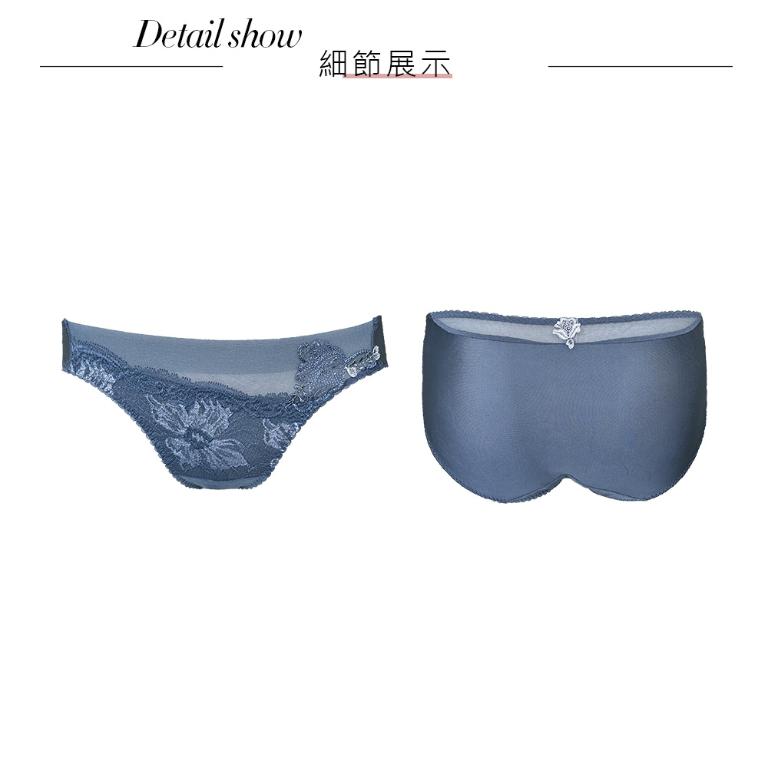 【思薇爾】花菱魅影系列M-XL蕾絲刺繡低腰三角女內褲(星塵藍)