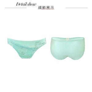【思薇爾】花菱魅影系列M-XL蕾絲刺繡低腰三角女內褲(仙湖綠)