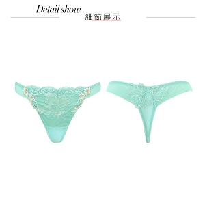 【思薇爾】花菱魅影系列M-XL蕾絲刺繡低腰丁字褲(仙湖綠)