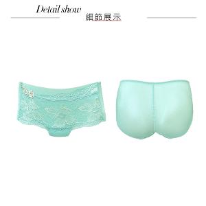【思薇爾】花菱魅影系列M-XL蕾絲刺繡中低腰平口女內褲(仙湖綠)
