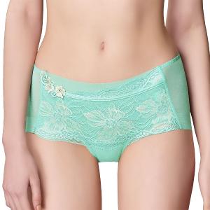 【思薇爾】花菱魅影系列M-XL蕾絲刺繡中低腰平口女內褲(仙湖綠)