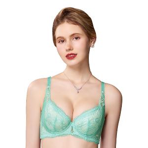【思薇爾】花菱魅影系列C-F罩軟鋼圈背心型蕾絲刺繡集中包覆女內衣(仙湖綠)