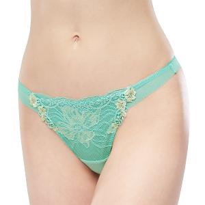 【思薇爾】花菱魅影系列M-XL蕾絲刺繡低腰丁字褲(仙湖綠)