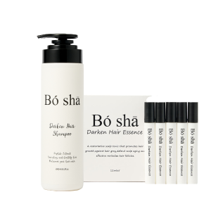 POSA|Bó Shā 植萃喚黑養髮賦活組-植萃喚黑洗髮露500ml+植萃喚黑養髮精華滾珠瓶*1盒(預防白髮適用)