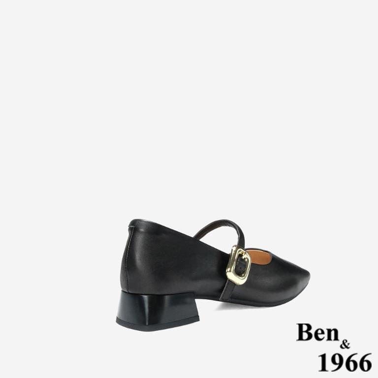 Ben&1966 高級柔軟羊皮低跟氣質瑪莉珍鞋-黑(248171)