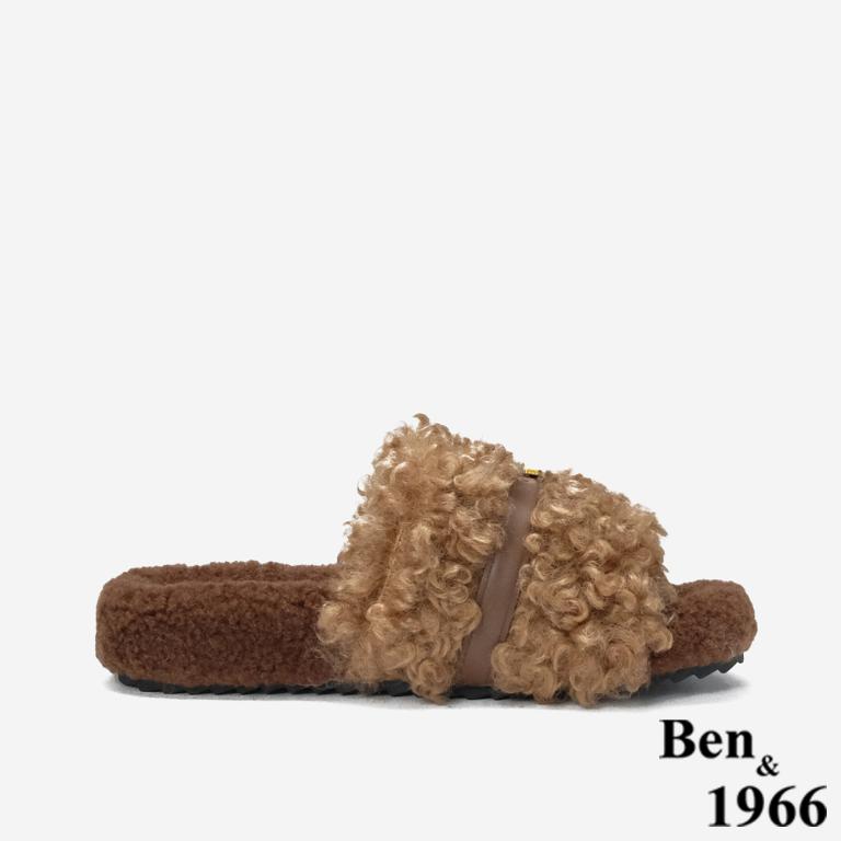 Ben&1966 秋冬可愛泰迪熊毛絨拖-咖啡(248052)