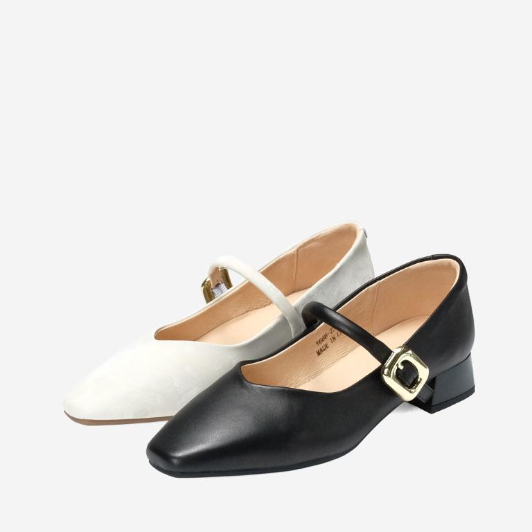 Ben&1966 高級柔軟羊皮低跟氣質瑪莉珍鞋-米白(248172)