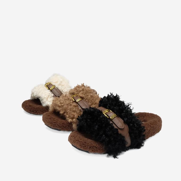 Ben&1966 秋冬可愛泰迪熊毛絨拖-黑(248051)