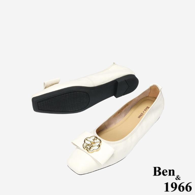 Ben&1966 高級植鞣羊皮柔軟舒適包鞋-米白(248282)