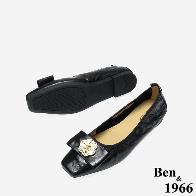 Ben&1966 高級植鞣羊皮柔軟舒適包鞋-黑(248281)
