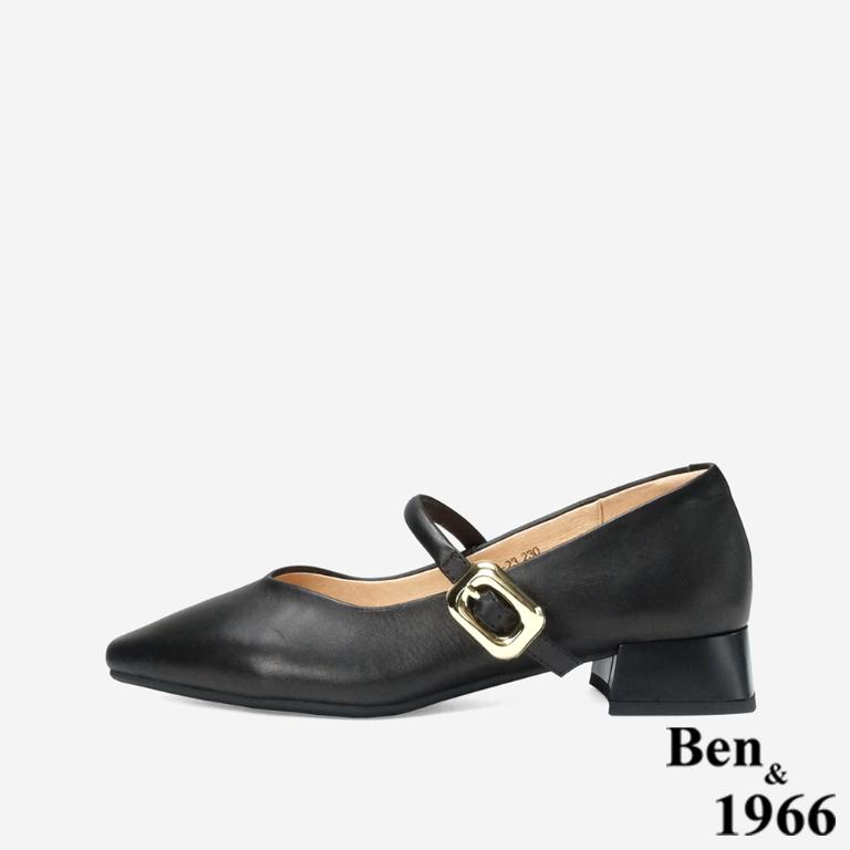 Ben&1966 高級柔軟羊皮低跟氣質瑪莉珍鞋-黑(248171)