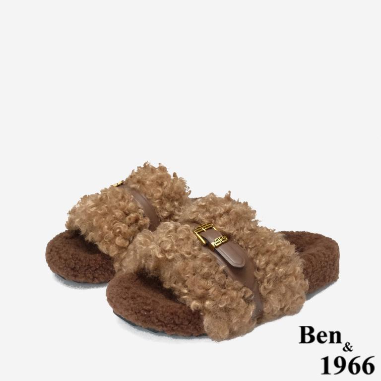 Ben&1966 秋冬可愛泰迪熊毛絨拖-咖啡(248052)