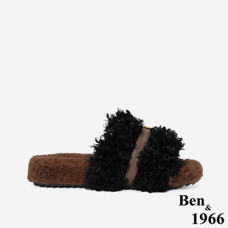 Ben&1966 秋冬可愛泰迪熊毛絨拖-黑(248051)
