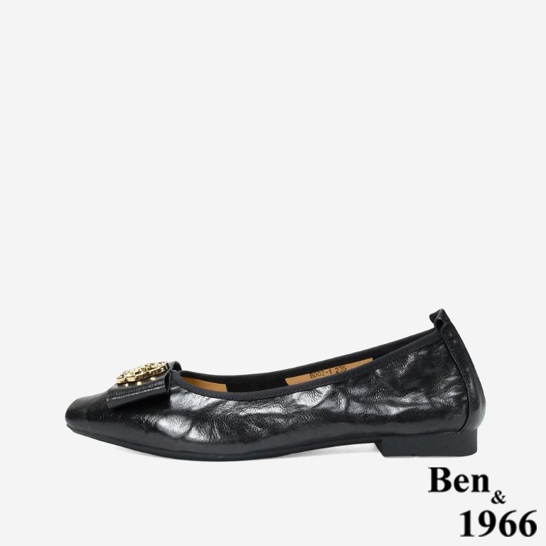 Ben&1966 高級植鞣羊皮柔軟舒適包鞋-黑(248281)