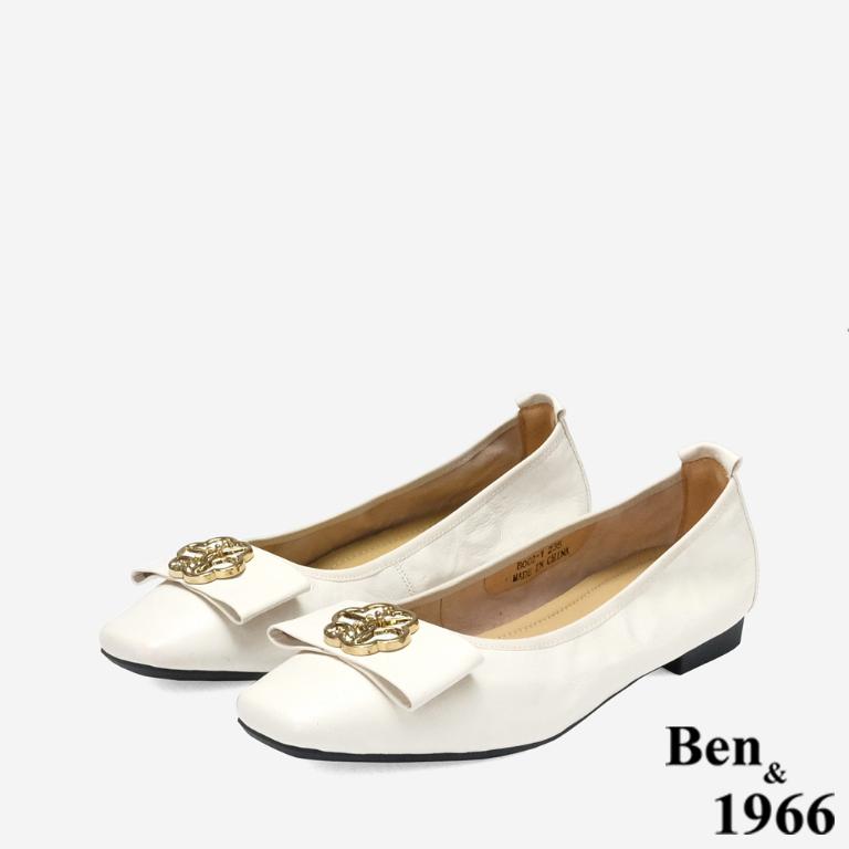 Ben&1966 高級植鞣羊皮柔軟舒適包鞋-米白(248282)