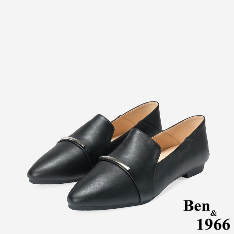 Ben&1966 高級質感牛皮優雅舒適樂福鞋-黑(248291)