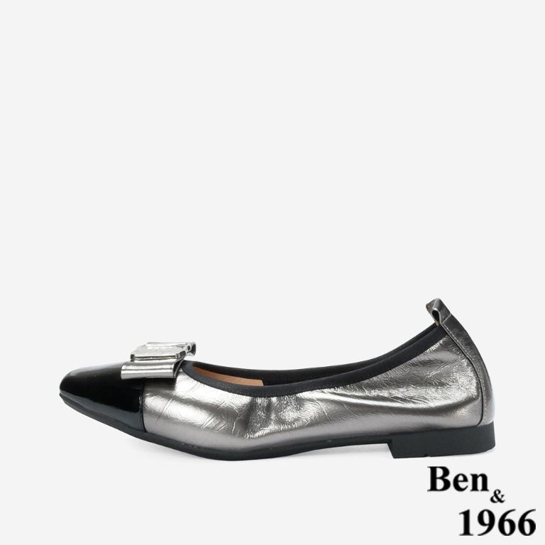 Ben&1966 高級質感牛皮銀釦方頭包鞋-銀灰(248252)