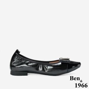 Ben&1966 高級質感牛皮銀釦方頭包鞋-黑(248251)