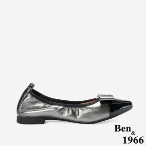 Ben&1966 高級質感牛皮銀釦方頭包鞋-銀灰(248252)