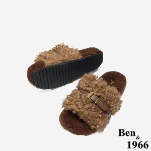 Ben&1966 秋冬可愛泰迪熊毛絨拖-咖啡(248052)