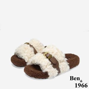 Ben&1966 秋冬可愛泰迪熊毛絨拖-米白(248053)