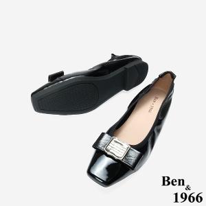 Ben&1966 高級質感牛皮銀釦方頭包鞋-黑(248251)