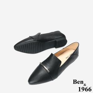 Ben&1966 高級質感牛皮優雅舒適樂福鞋-黑(248291)