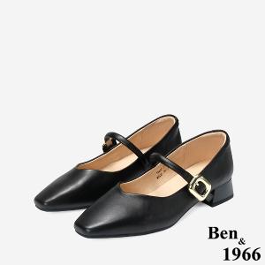 Ben&1966 高級柔軟羊皮低跟氣質瑪莉珍鞋-黑(248171)