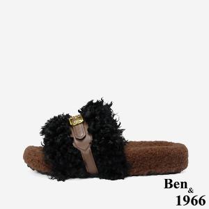 Ben&1966 秋冬可愛泰迪熊毛絨拖-黑(248051)