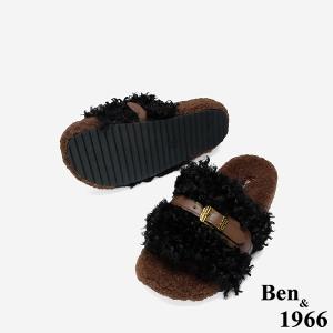 Ben&1966 秋冬可愛泰迪熊毛絨拖-黑(248051)