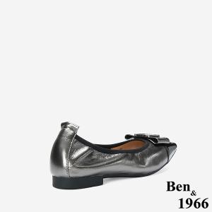 Ben&1966 高級質感牛皮銀釦方頭包鞋-銀灰(248252)