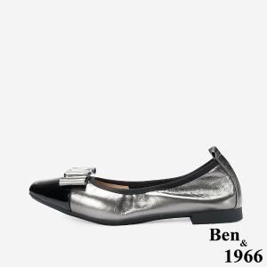Ben&1966 高級質感牛皮銀釦方頭包鞋-銀灰(248252)