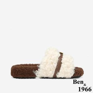 Ben&1966 秋冬可愛泰迪熊毛絨拖-米白(248053)