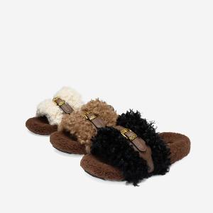 Ben&1966 秋冬可愛泰迪熊毛絨拖-米白(248053)