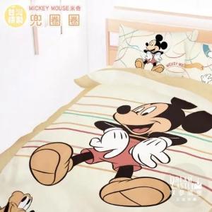 單人床包雙人兩用被套三件組-迪士尼米奇MICKEY 兜圈圈-卡其