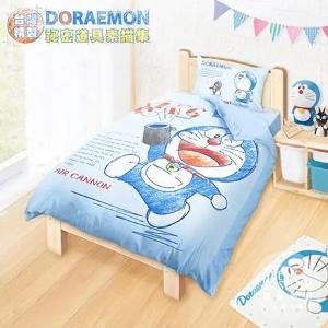 單人床包雙人兩用被套三件組-哆啦A夢DORAEMON 祕密道具素描集-藍