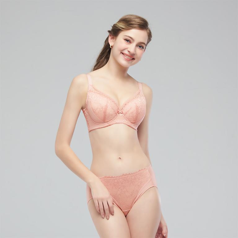 【思薇爾】S小心機系列E-H罩調整型涼感蕾絲集中包覆大罩塑身女內衣(卡羅粉)