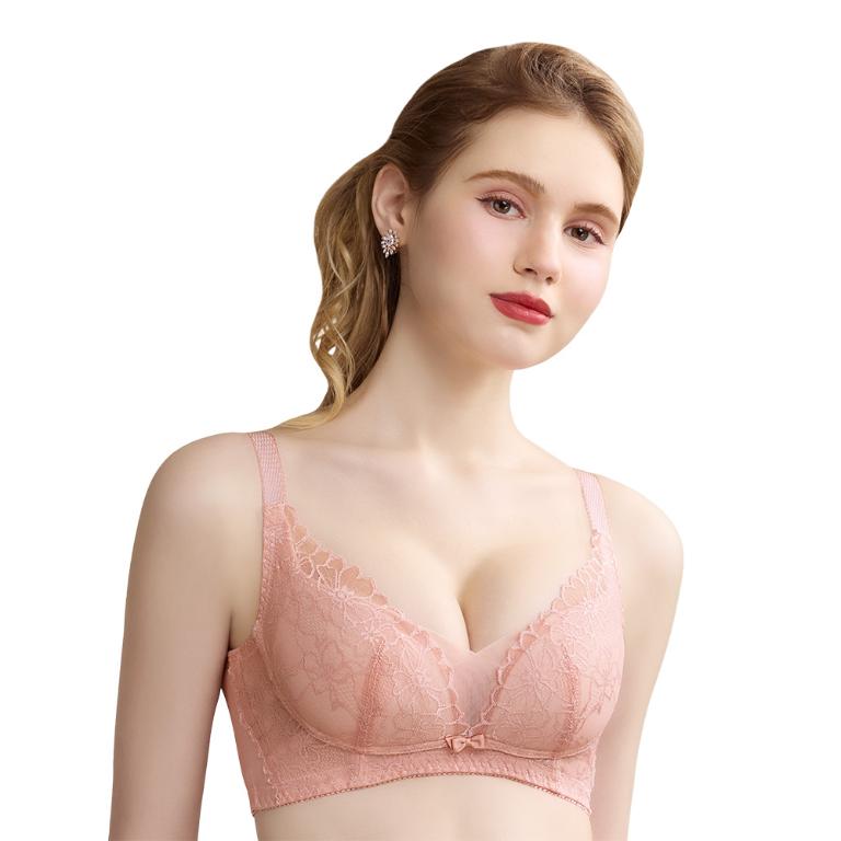 【思薇爾】S小心機系列B-F罩無鋼圈調整型涼感蕾絲集中包覆塑身女內衣(卡羅粉)